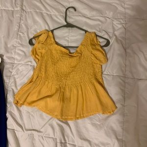 off the shoulder yellow top